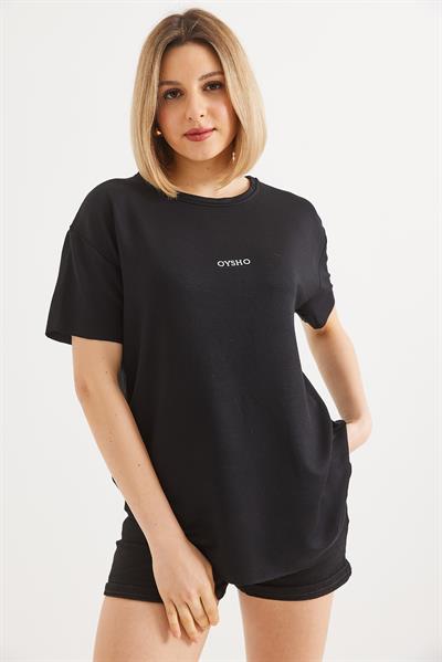 Bisiklet Yaka  Oysho Basic Tshirt Siyah