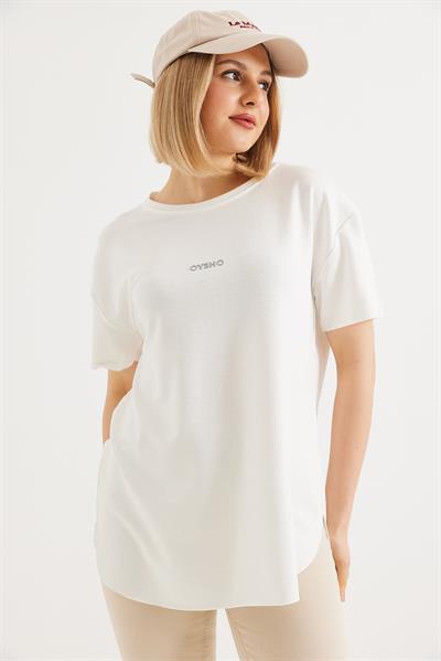Bisiklet Yaka  Oysho Basic Tshirt Beyaz