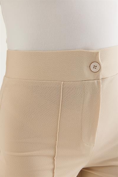Yüksel Bel Krep Pantolon Bej