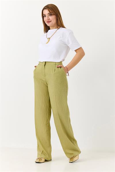Kadın Rahat Kesim Bol Paça Mevsimlik Pantolon Yeşil