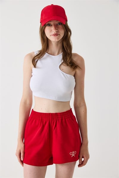 Kadın Göğüs Dekolte Kaşkorse Crop Bluz