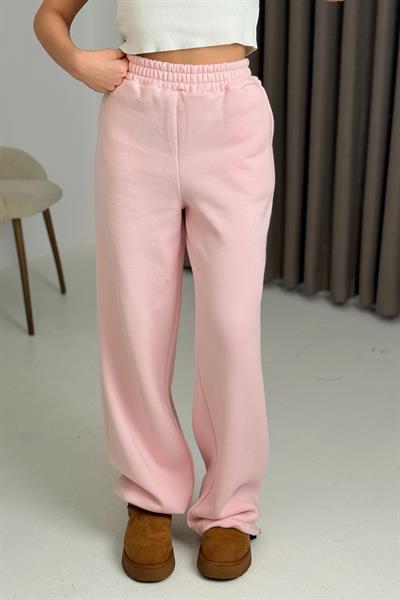 Büyük Beden Kadın Paçası Ayarlanabilir Lastikli Eşofman Altı Pembe