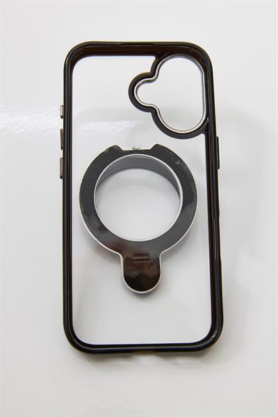 İphone 17 Uyumlu Magsafe Dönebilen Halkalı Kılıf Lens Korumalı Siyah