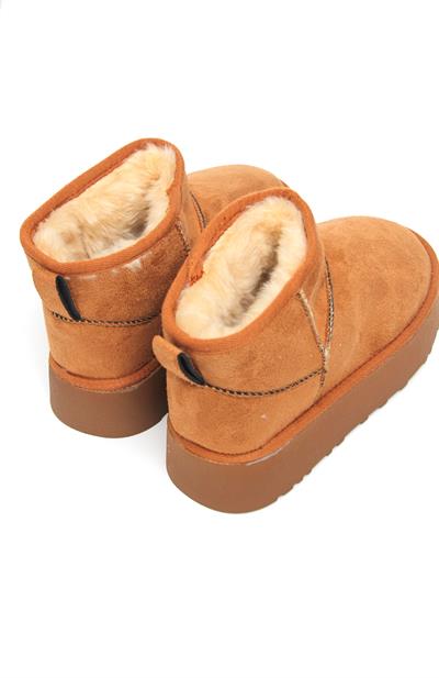 İçi Kürklü Süet Kadın Ayakkabı Taba