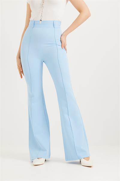 Yüksel Bel Çımalı  İspanyol Paça Pantolon Mavi