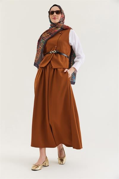 Kemer Detaylı Etekli İkili Takım Taba