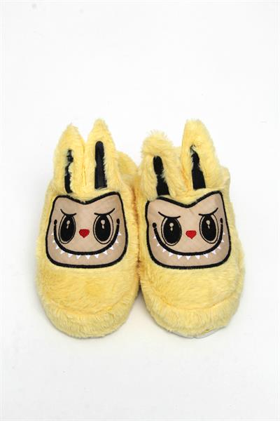 Figürlü Peluş Ev Terliği Sarı