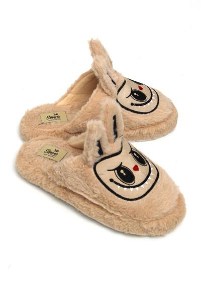 Figürlü Peluş Ev Terliği Sütlükahve