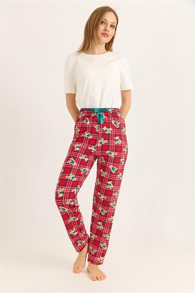 Beli Lastikli Pijama Ayıcık Desenli Pijama Altı