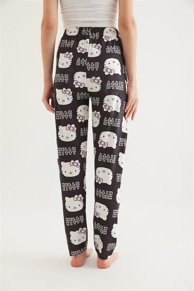  Beli Lastikli Kadın Pijama Altı Siyah