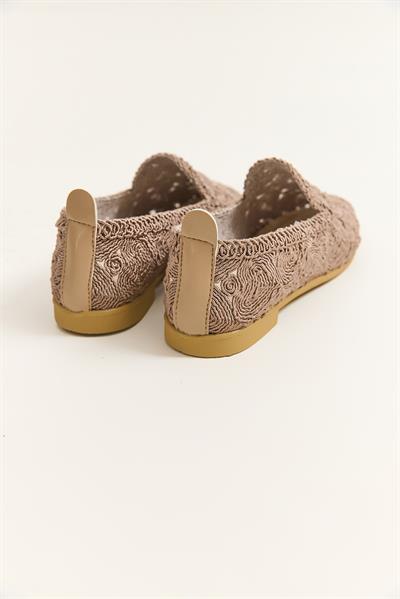 Örgü Model Kadın Babet Ayakkabı Vizon