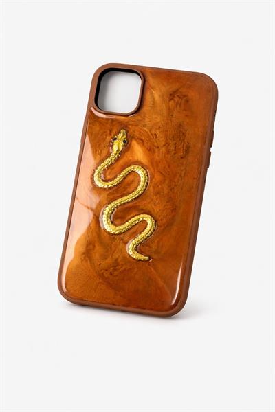 İphone 11 Yılan 3D Figür Kabartmalı Kılıf Taba