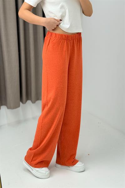 Kadın Triko Turuncu Salaş Pantolon  