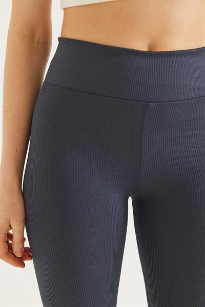 Yüksek Bel Fitilli Toparlayıcı Tayt Füme