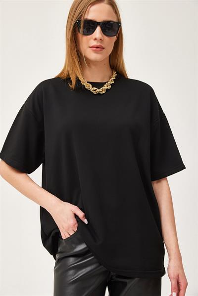 Basic Bisiklet Yaka Tshirt Siyah