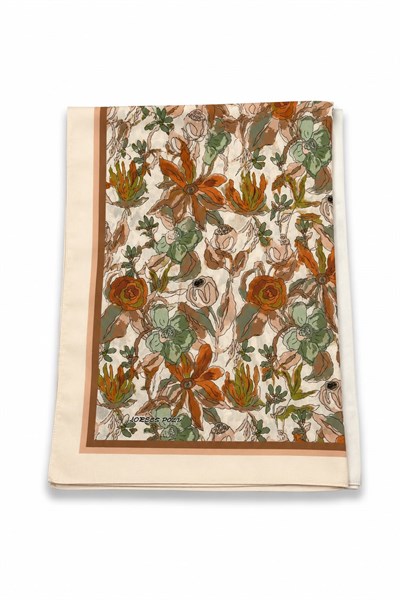 Kadın Soft Çiçekli 180X75 Ölçülü Şal Taba