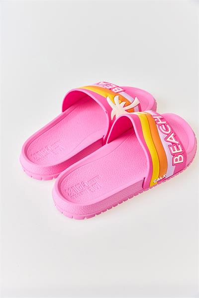 Kadın Renkli Havuz Plaj Terliği Pembe