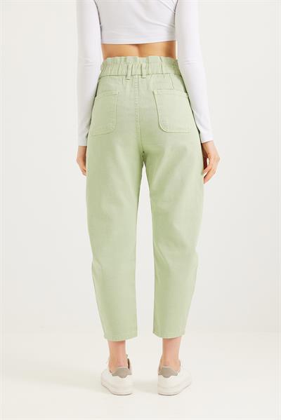 Yüksek Bel Bol Kesim Pantolon Yeşil