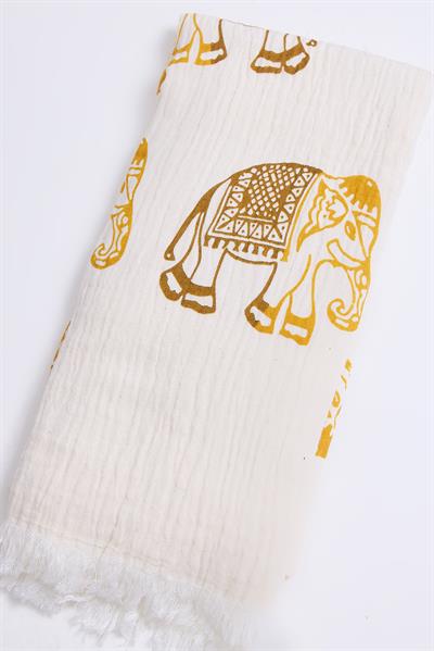 Müslin Pamuklu Plaj Havlusu Ekru