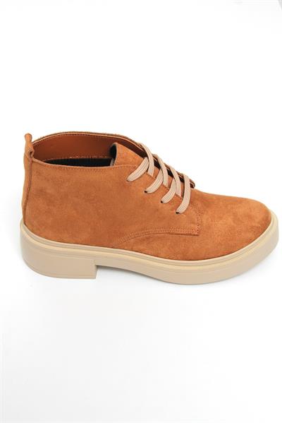 Bağcıklı Kadın Süet Bot Taba