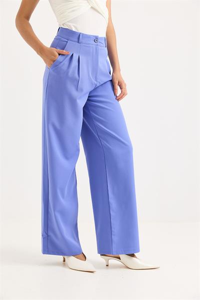 Yüksek Bel Bol Paça Pantalon Lila