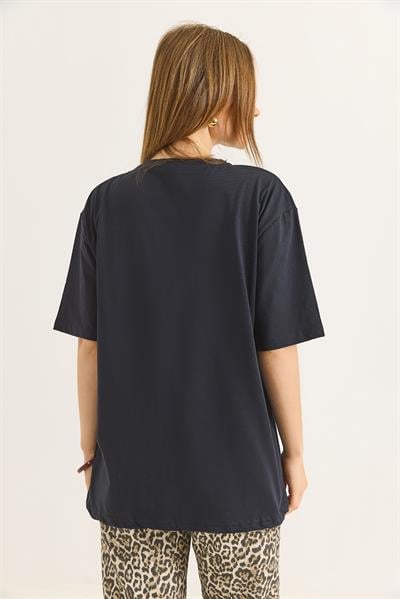 Ayıcık Nakışlı Rahat Kalıplı Tshirt  Antrasit