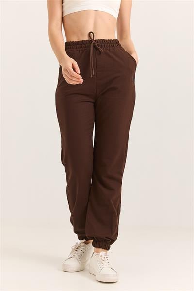 Alo Baskılı Cepli Beli Lastikli İki İp  Kahverengi