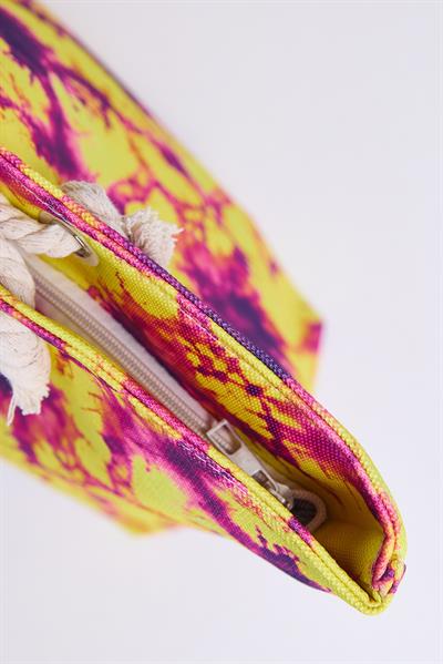 Renkli Desenli Kadın Plaj Çantası Sarı