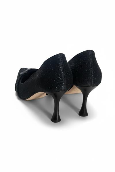 Kadın Simli Parlak Stiletto Ayakkabı Siyah