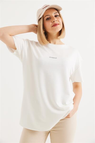 Bisiklet Yaka  Oysho Basic Tshirt Beyaz