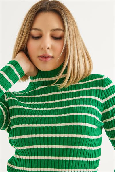 Yarım Balıkçı Yaka  Mevsimlik Triko Kazak Yeşil