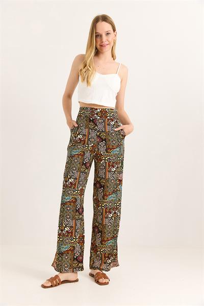 Bol Paça Beli Kalın Kemerli Pantolon Karışık