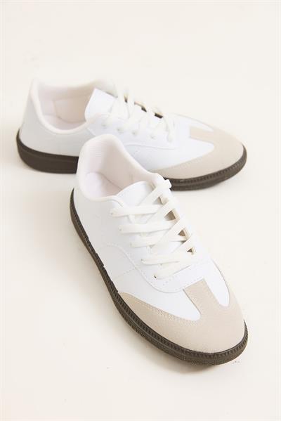 Çift Bant Samba Model Ayakkabı Beyaz