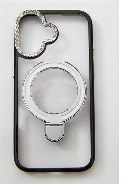 İphone 17 Uyumlu Magsafe Dönebilen Halkalı Kılıf Lens Korumalı Gri