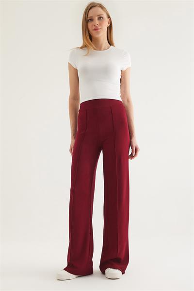 Kaymak Dokulu Modal  Palazzo Pantolon Bordo