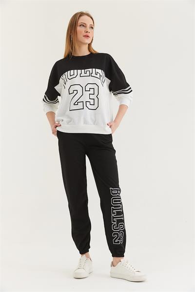 Çift Renk Eşofman Takım Siyah