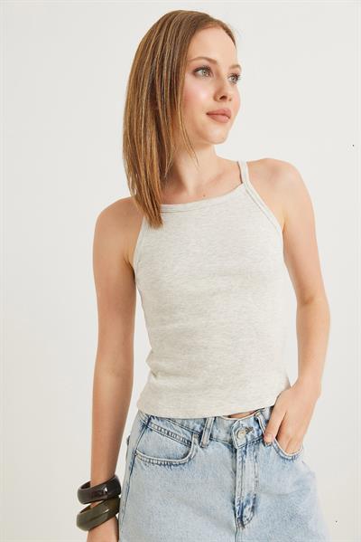 Askılı Kaşkorse Bluz Melanj