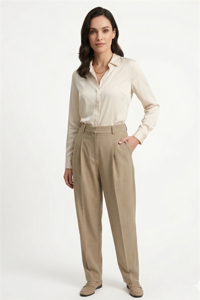 Kadın Rahat Kesim Havuç Model  Kumaş Pantolon Vizon 