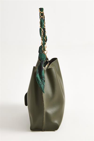 Şallı Mini El ve Omuz Çantası Haki