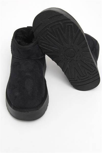 İçi Kürklü Süet Kadın Ayakkabı Siyah