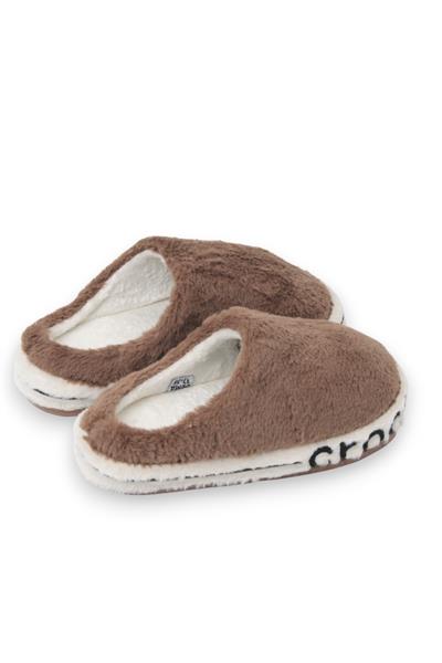 Kadın  İçi Yünlü Önü Kapalı Kahverengi Ev Terliği