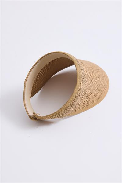 Uzun Siperlikli Kadın Hasır Vizör Şapka Vizon