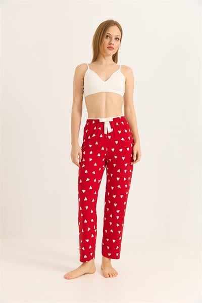 Beli Lastikli Beyaz Kalpli Pijama Altı