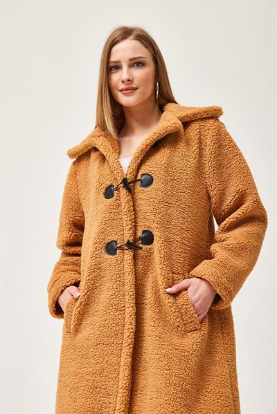 Kuşaklı Uzun Peluş Kaban Taba