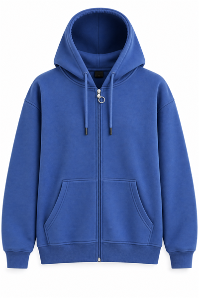 Kapüşonlu Fermuarlı Cepli Oversize Şardonlu Sweatshirt Lacivert