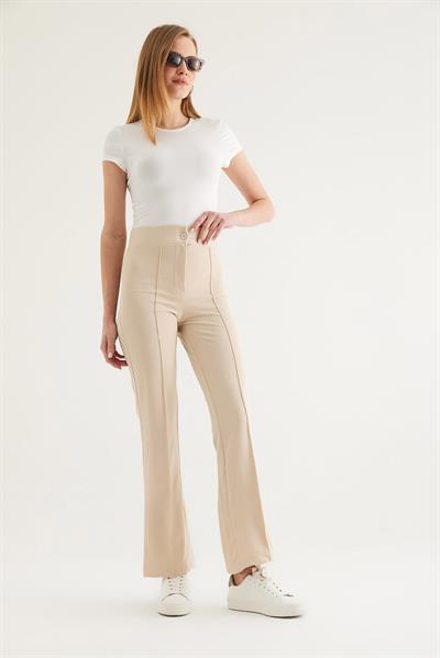 Yüksel Bel Krep Pantolon Bej