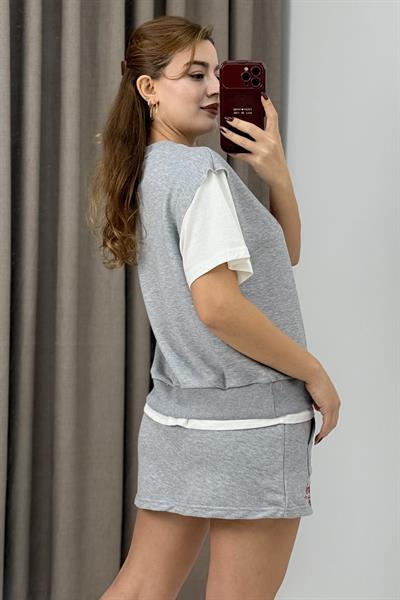 Şort Etek  İkili Spor Takım Gri