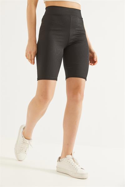 Fitilli Toparlayıcı Kısa Tayt Siyah