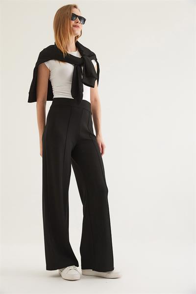 Kaymak Dokulu Modal Palazzo Pantolon Siyah