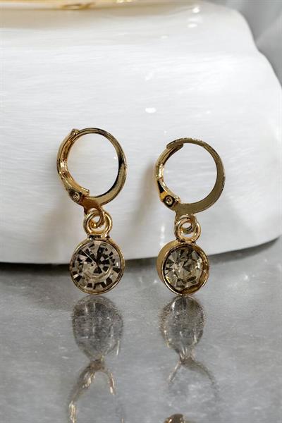 Taşlı Sarkıt Küpe Gold